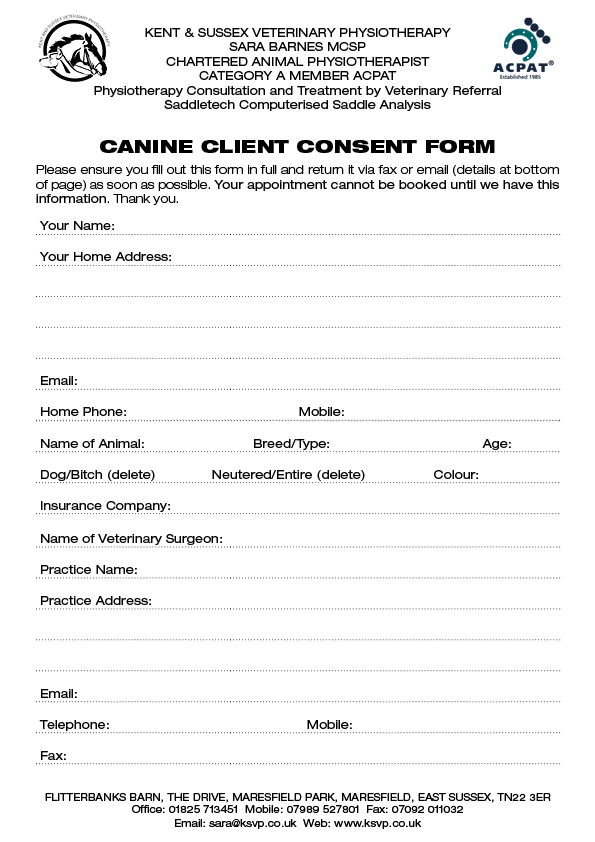 Canine Customer Consent Form