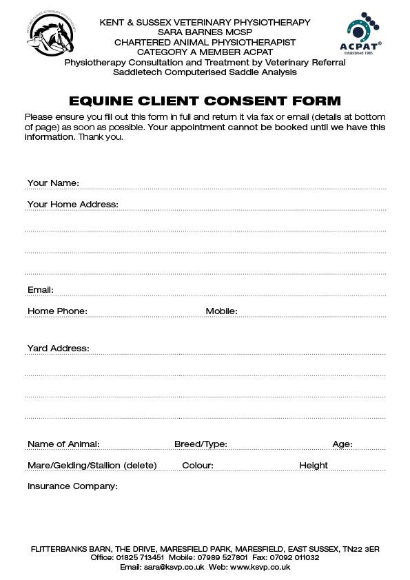 Equine Customer Consent Form